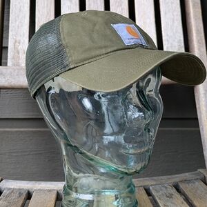 Carhartt Basil Green Mesh Back Trucker Hat One Size Logo Patch